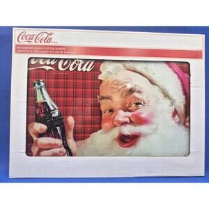 NEW Coca-Cola Santa Tempered Glass Cutting Board 12x16" Heat/Scratch Resistant